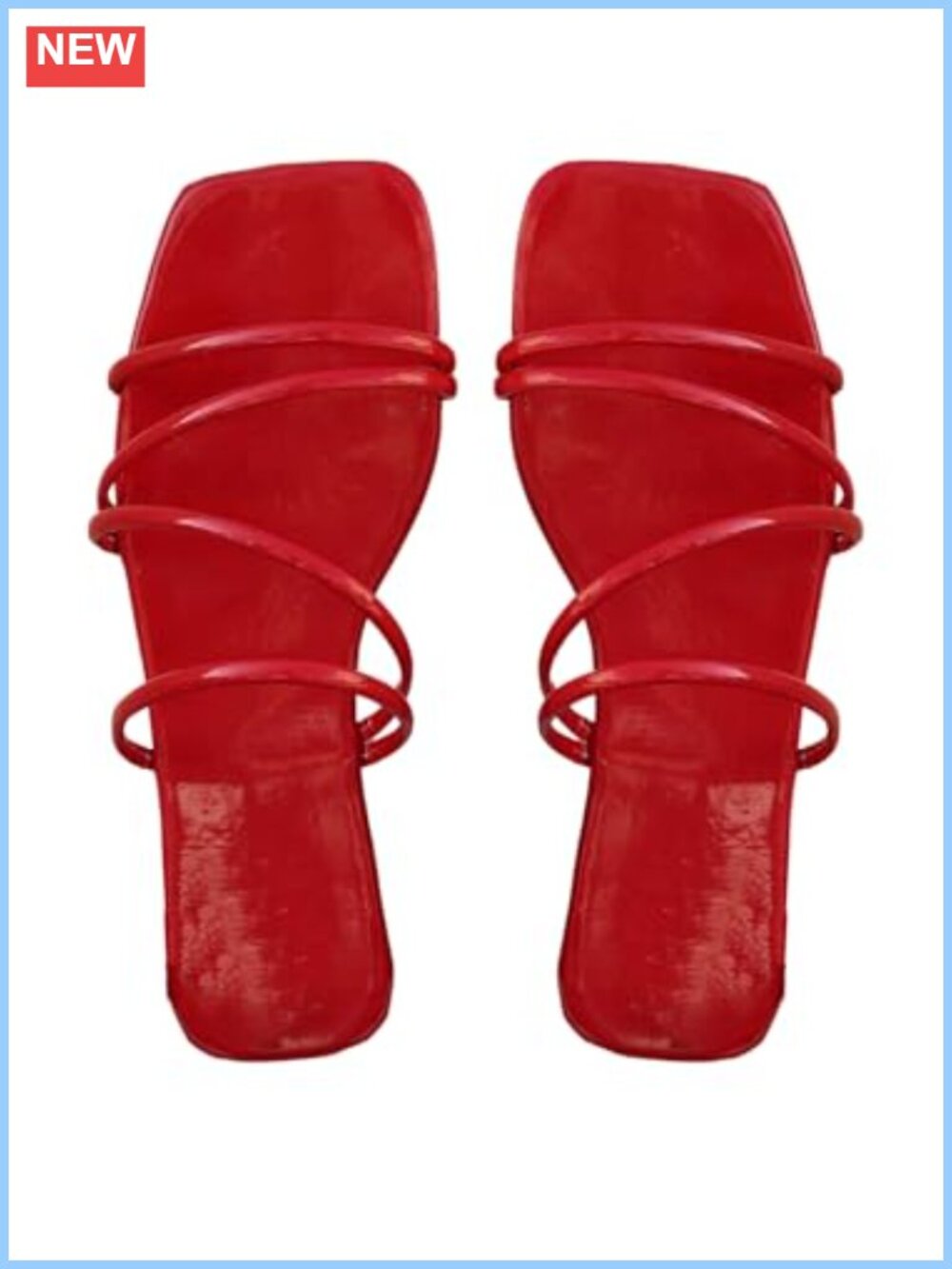Strappy Square Toe Slip On Slide Sandals PU Faux Leather Casual